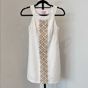 Lilly Pulitzer Jacqueline A Line White Shift Dress, Sz 0